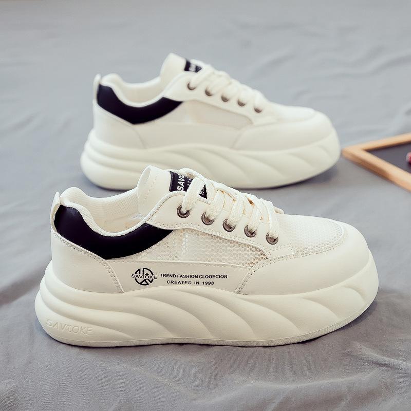 Summer mesh breathable and versatile new little white shoes women's shoes thick-soled heightening board shoes summer mesh shoes