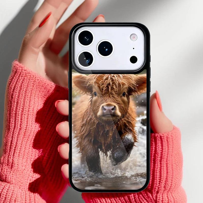 Cute Highland Cow Phone Case for iPhone 17 16 15 14 13 Pro Max Back Cover for 12 11 Pro Coque