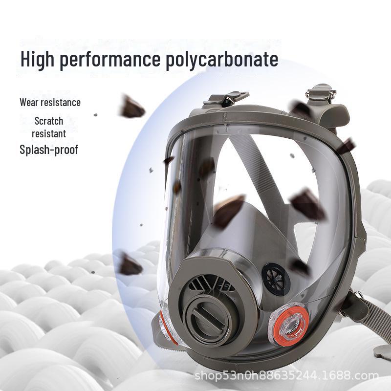 Full Face Silicone Gas Mask for Spray Painting, Chemical Pesticide Protection, Anti-Gas Filter, Wide View.