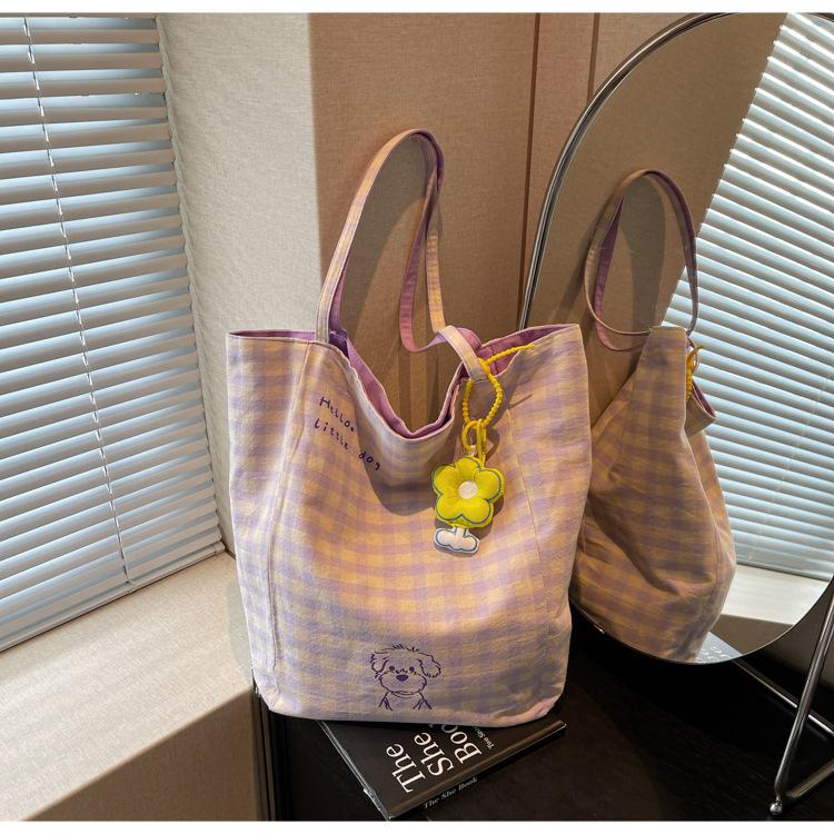 

Simple casual cloth bag single shoulder underarm bag women s spring summer new double-sided large-capacity tote bag фиолетовый