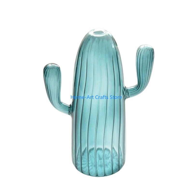Y3NA Cactus Shaped Flower Vase Glass Pen Bottle Flower Arrangement Home Decorations
