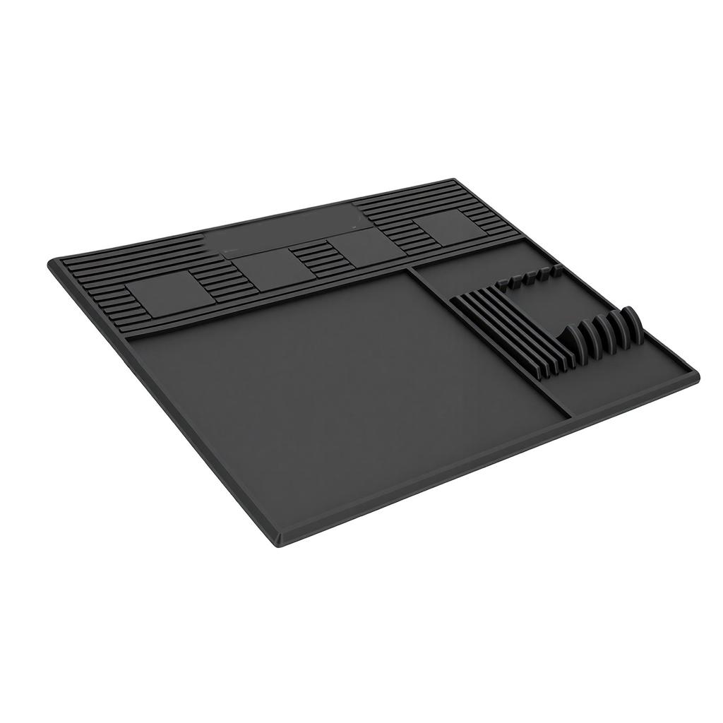 Magnetic Barber Mat for Clippers Non Slip Heat Resist Barber Tool Organizer Mat with 4 Strong Magnets Slots Small Size