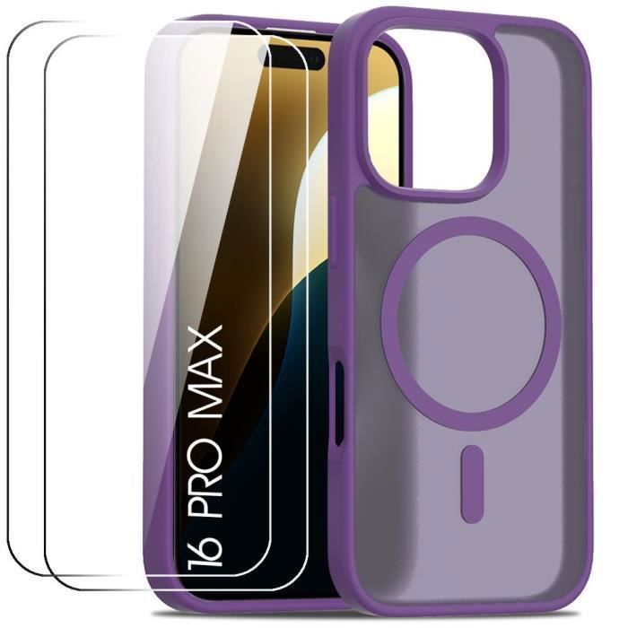 Coque de protection - booling - iphone 16 pro max - violet foncé - protection optimale - recharge sans fil