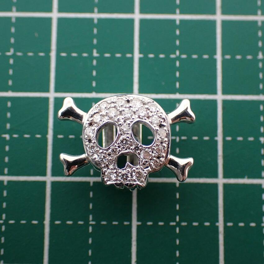 [Pre-owned] MIKIMOTO Perlita K18WG Diamond Skull Pendant Top // J52-1