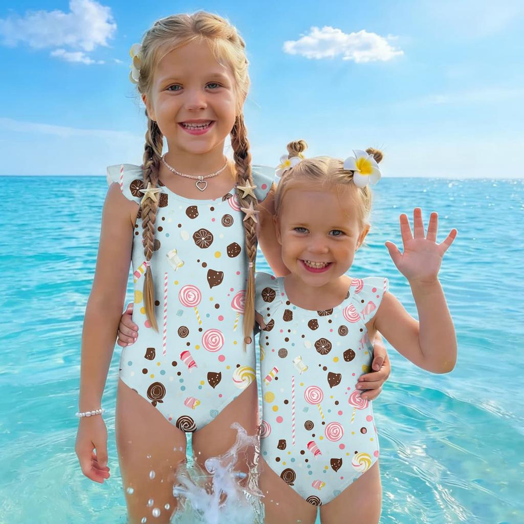 Costume da bagno intero per bambina Estate Bambini Costume da bagno casual Costume da bagno per neonati Bambini Costume da bagno con stampa floreale e di frutta