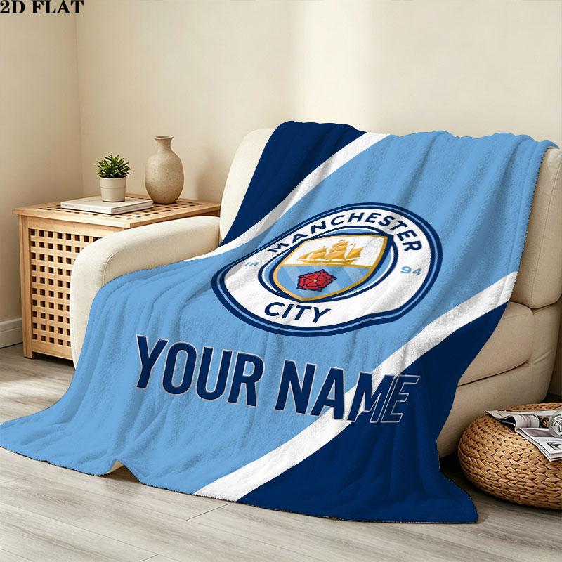 Vlastní deka Manchester City, Vysoká kvalita, Pohodlná pro všechna roční období, Domácí dekorace, Teplo a pohodlí