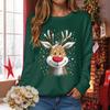 Women's Fashionable Casual Long-Sleeved Loose-Fit Christmas Print Round-Neck Pullover Sweatshirt