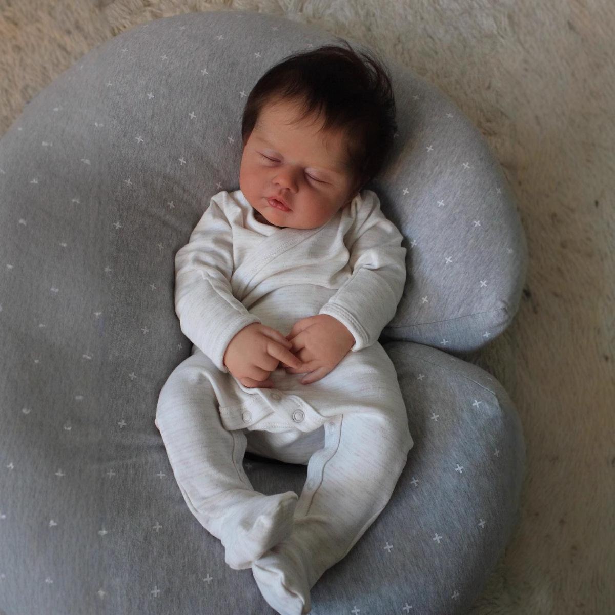 

19-дюймовая мягкая тканевая кукла-реборн, имитация реалистичной спящей куклы-реборна, ручная 3D-краска для кожи, кукла для новорожденных, подарки на день рождения и Рождество Cloth Body Doll