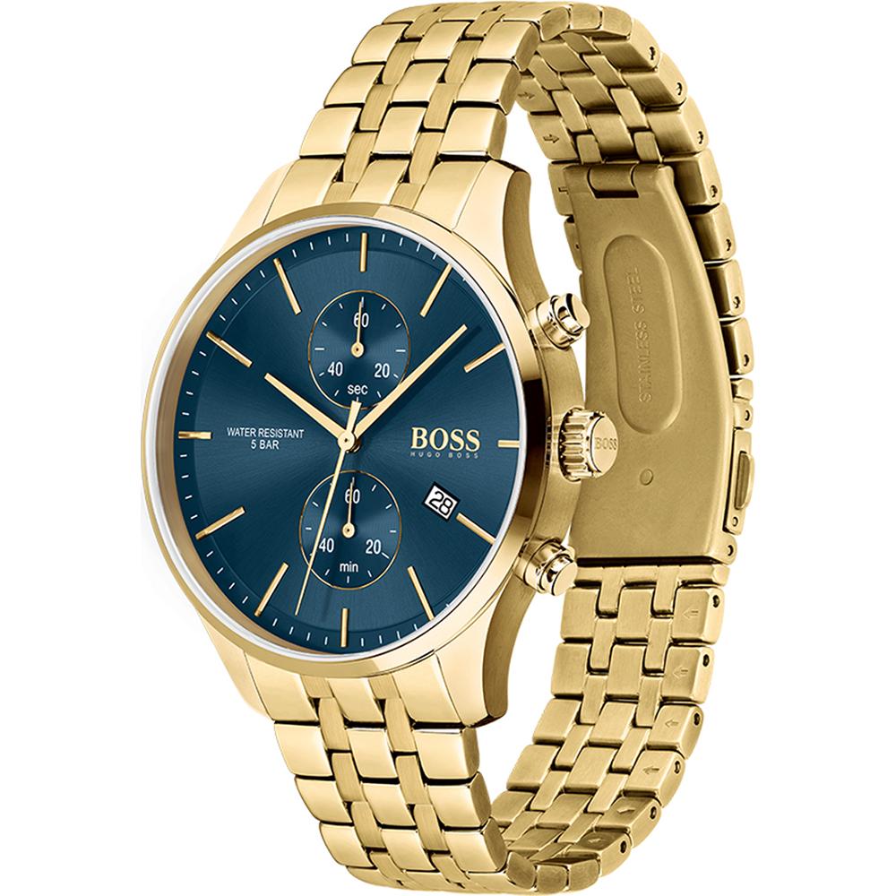 BOSS Orologio da Uomo al Quarzo con Quadrante Blu e Bracciale in Acciaio Inossidabile Dorato 1513841