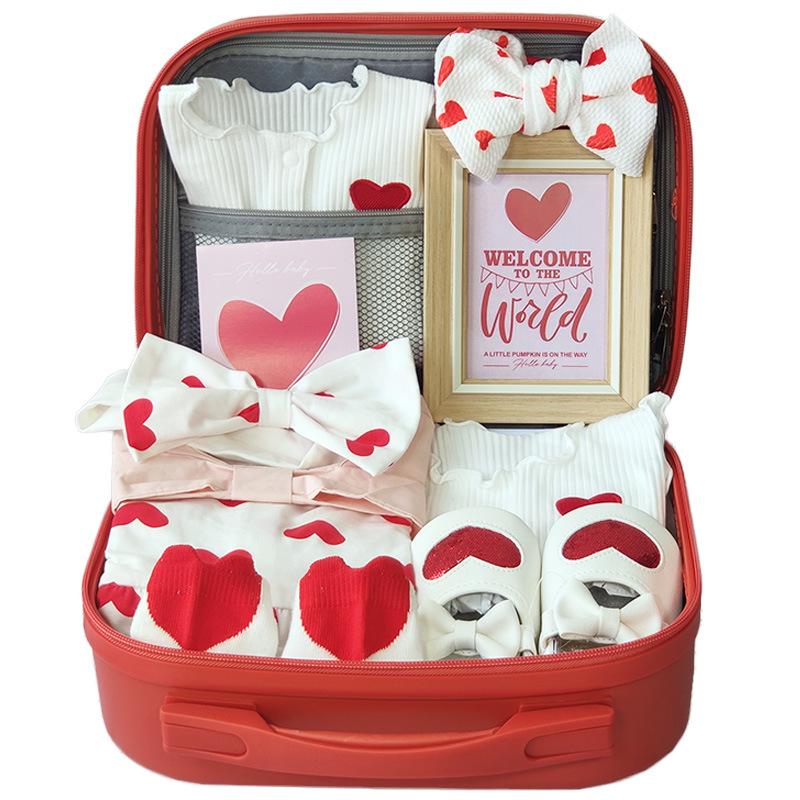 Red Heart Baby Gift Box: Festive Blessing for Newborns and Little Princesses - First Birthday, Hundred Days Celebration