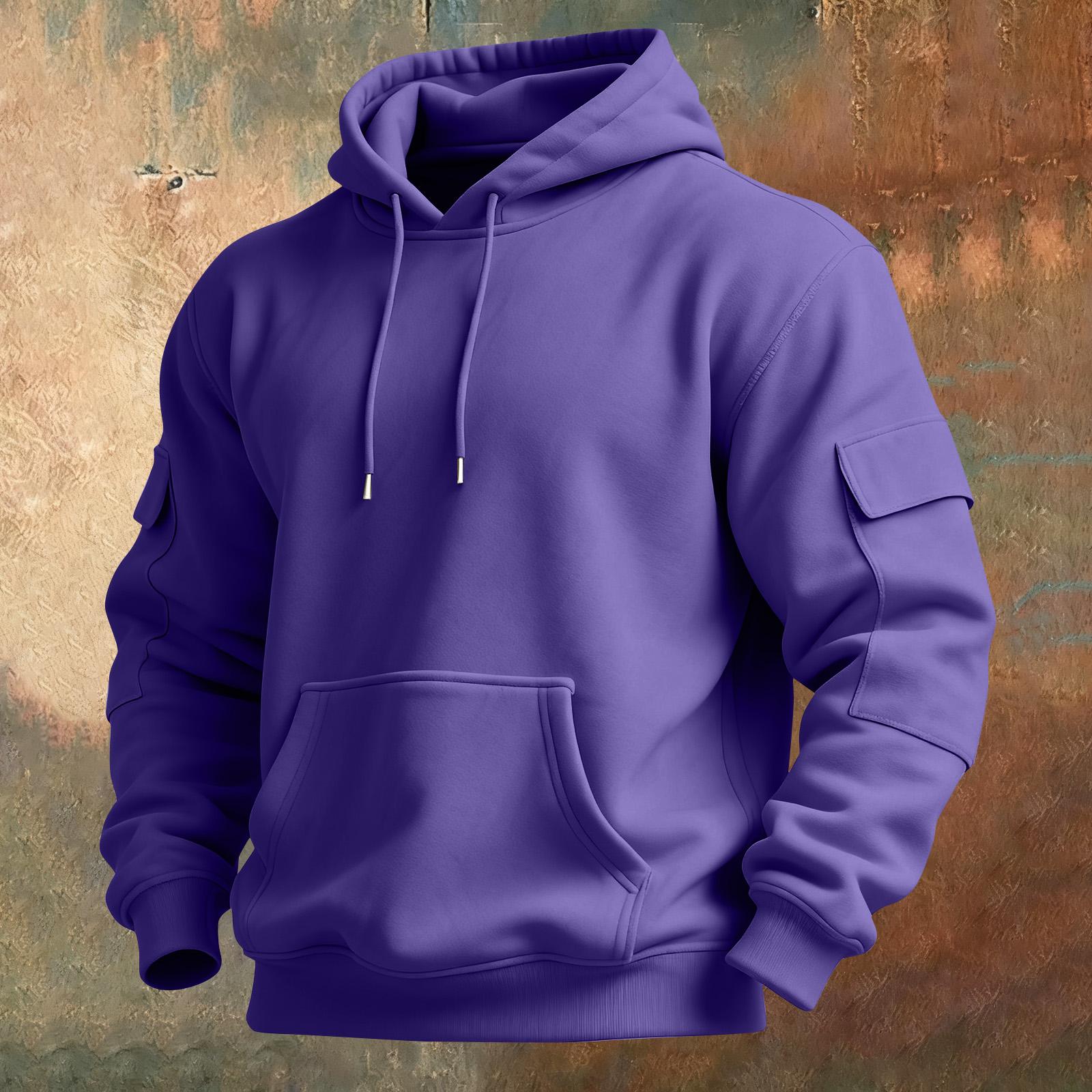 Digital capital Heren Effen Kleur Sweatshirt Hoodie Heren Sport Grote Maat Casual Sweatshirt XXL paars