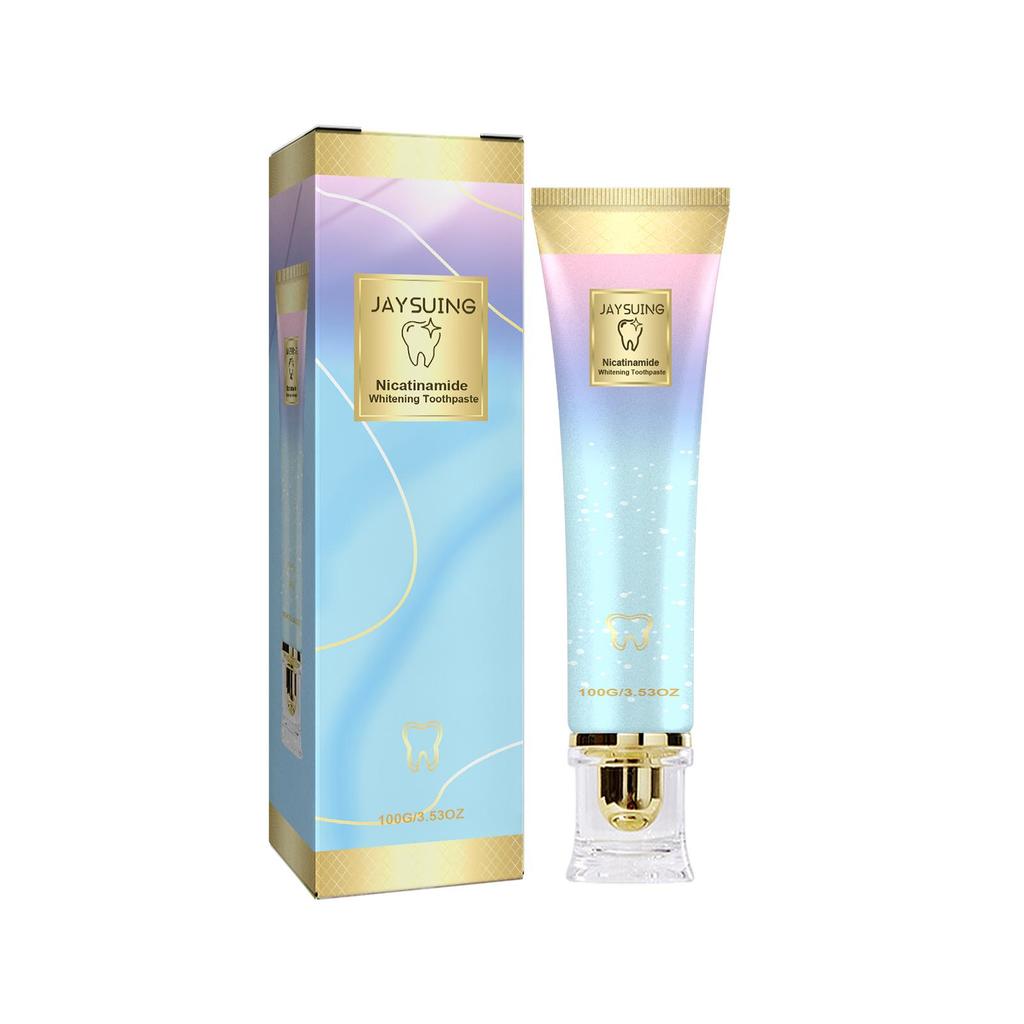 Tannblekende tannkrem Skånsom rengjøring Misfargede tenner Gule Tannsteinpleie Gummene Frisk pust Tannblekende tannkrem