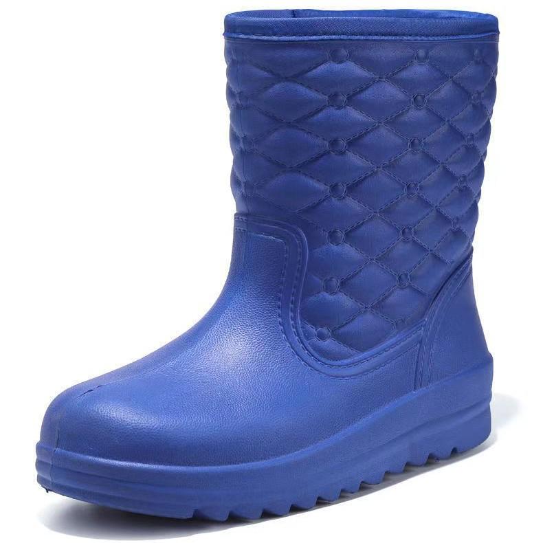 Winter Women's Fleece-Lined Cotton Mid-Calf Waterproof Snow Boots - Non-Slip, Cold-Proof and Warm EVA Rubber