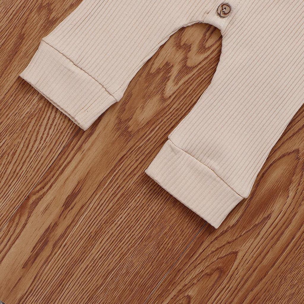 0-24M Baby Girls Boys Cotton Romper Autumn Spring Warm Solid Color Romper 2Pcs Newborn Baby Girl Boy Pit Cotton Jumpsuit Outfits