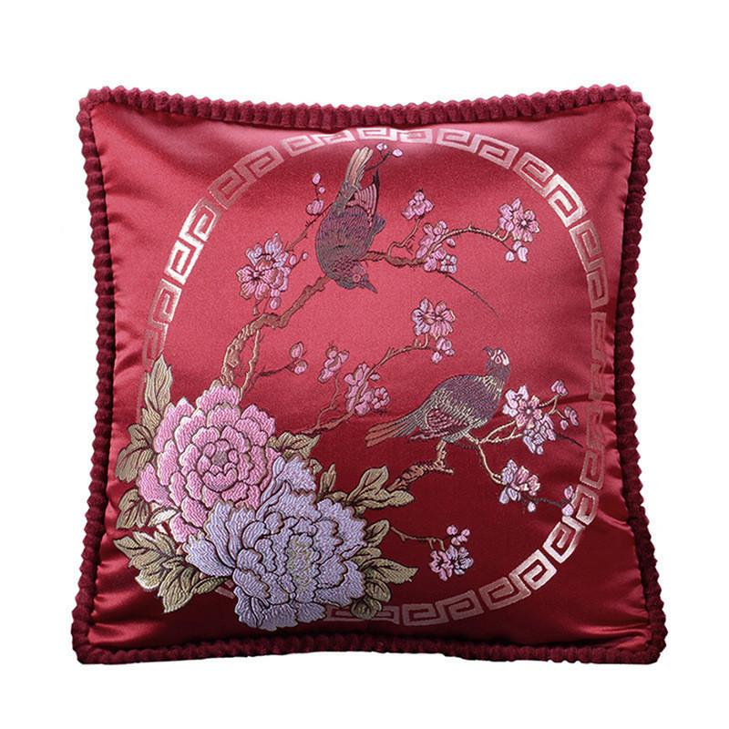 Autumn and Winter Home European Jacquard Pillow Cover with Flower Pattern Sofa Cushion Soft Package Headrest Hug Pillow Cover (No Pillow Core)