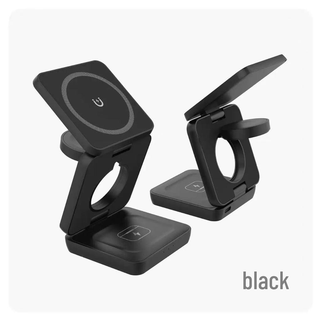 3-in-1 Foldable Magnetic Wireless Fast Charging Phone Holder for Apple