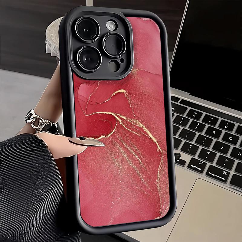 Phone Case for iPhone 17 Air 16E 15 16 Pro Max Gold Granite Marble Pattern Cover 14 Plus 13 12 Mini Soft Shell Silicone Fundas