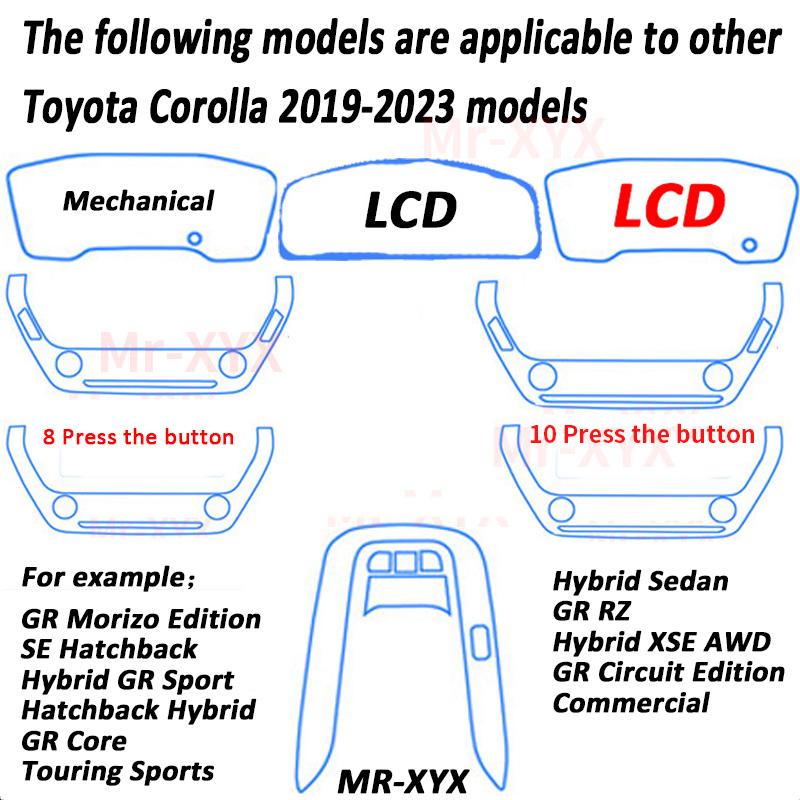 For TOYOTA Corolla E210 -2023 Car Console Gearbox Panel Sticker Transparent TPU Automotive interior protective