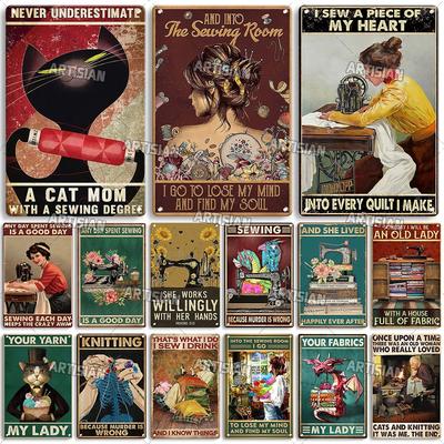 Artisian Knitting Metal Plaque Sewing Tin Plate Quilting Decorative Sign Wall Decor Garage Bar Pub Club Hotel Kitchen Home