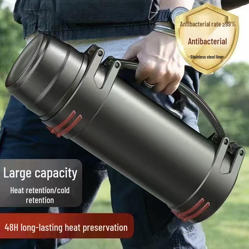 Men's 304 Stainless Steel Thermos Flask: Large Capacity, Portable Water Bottle for Outdoor Travel