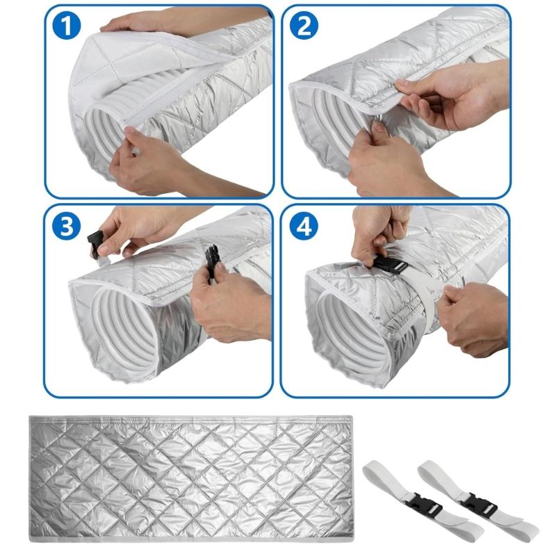 Air Conditioning Hose Insulation Cover Suitable for Exhaust Ducts Thermal Protection with Adjustable Elastic Straps