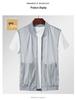 Men's Plus Size Breathable Mesh Stand-Up Collar Vest with Multi-Pocket Design