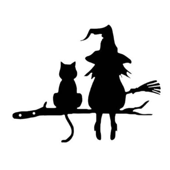 Halloween Garden Stake Witch And Cat Tree Decoration Iron Tree