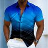 Herren Kurzarmhemd mit Farbverlauf Streifen Linien Print, Frühling Sommer Edgy Lässig Party Bluse, Lockeres Lässiges Oberteil