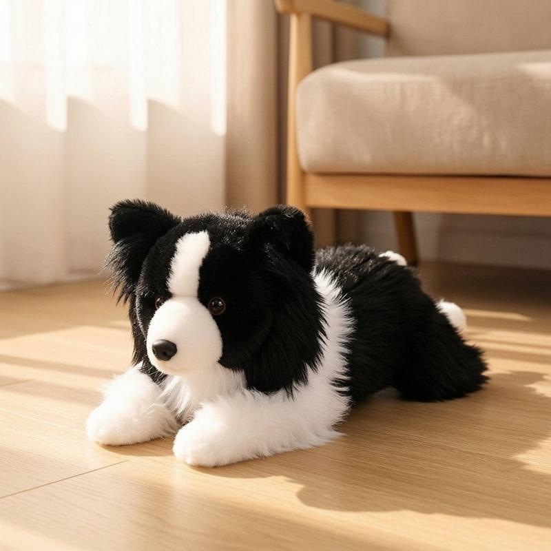 Border Collie Stuffed Animal Dog Realistic Border Collie Stuffed Animal Stuffed Dog with Stuffed Animal Tail Lifelike Soft