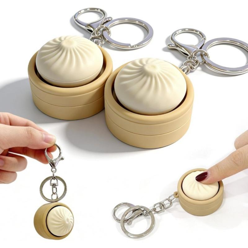 

2Pack Dumpling Keyboard Fidget Keychain - Crisp Sound, Creamy, Fidget Clicker Keychain, Focus Boost Party Keyring Packs белый