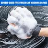 Super Soft Corals Fleece Wash Mitt Five Finger Gloves With Ergonomic Grip Perfect For Auto Detailing And Motorcycle Cleaning