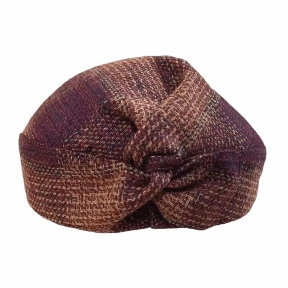 

British Style Mom Plaid Beret Cap Dome Wool Painter Cap Simple Women Artist Hat Spring коричневий