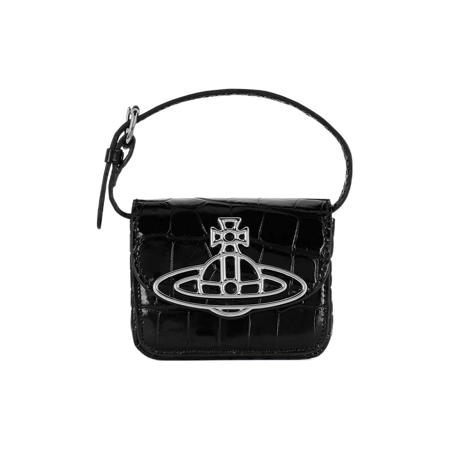 

VIVIENNE WESTWOOD Linda Saturn Logo Detachable Top Handle Leather Mini Handbag Women Handbags Black 5202006EUL0039N401 Basic Set (Bag+Dust Bag)