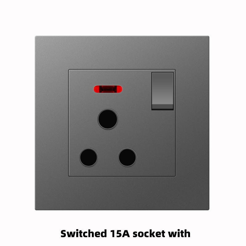UK Grey 86 Panel 13A Household Wall Power Switch Socket, with USB, 220V Universal Socket, 18W Type-C Fast Charging Socket,