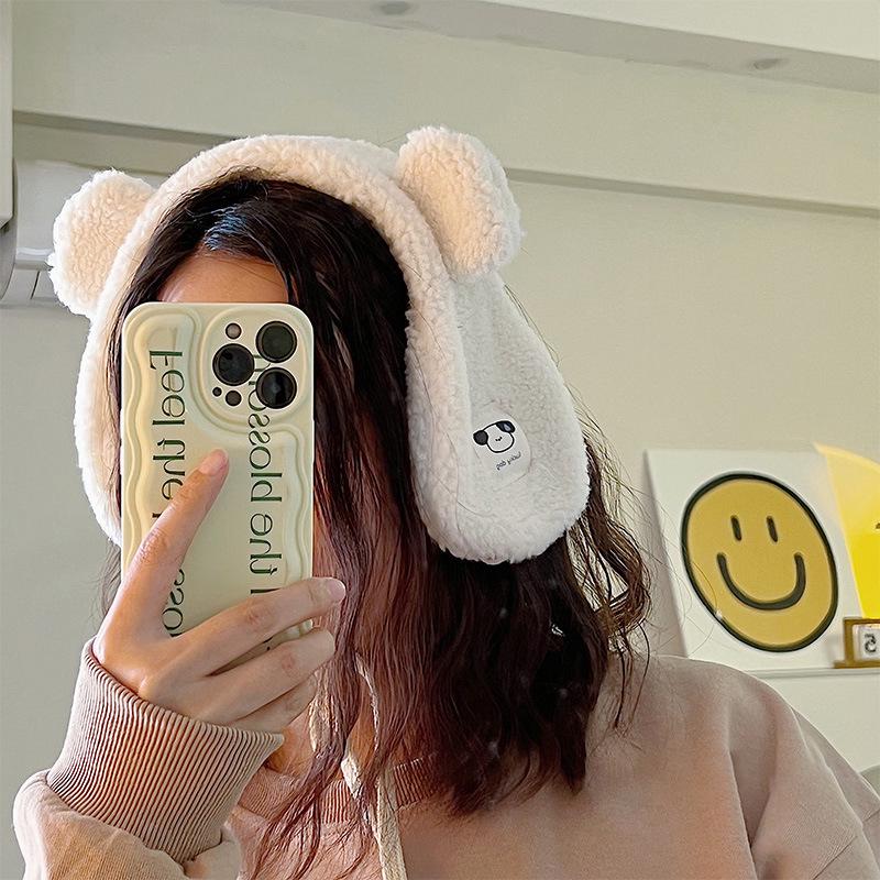 Cold-Proof Plush Bear Earmuffs for Girls – Cute, Warm Winter Ear Covers One Size
