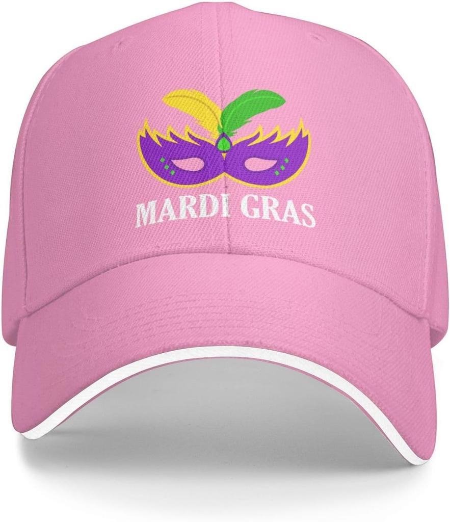 Mardi Gras Mask Print Baseball Cap Polyester Adjustable Casual Sports Summer Hat for Men Women