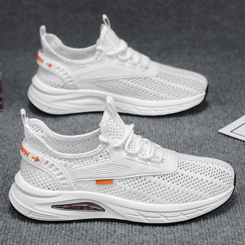

Fashion Summer breathable mesh casual shoes, comfortable and lightweight men s sports shoes, fashionable and versatile running shoes 44 белый