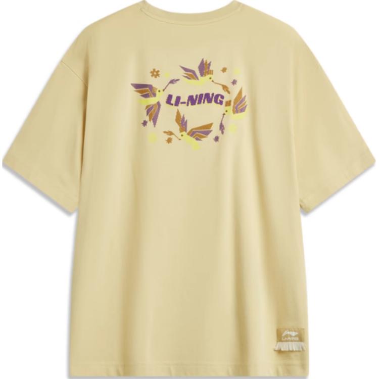 Li Ning Sports Lifestyle Series Módní Písmeno Kulatý Výstřih Pohodlné Prodyšné Všestranné Volné Tričko s Krátkým Rukávem Dámská Trička AHSU880-2