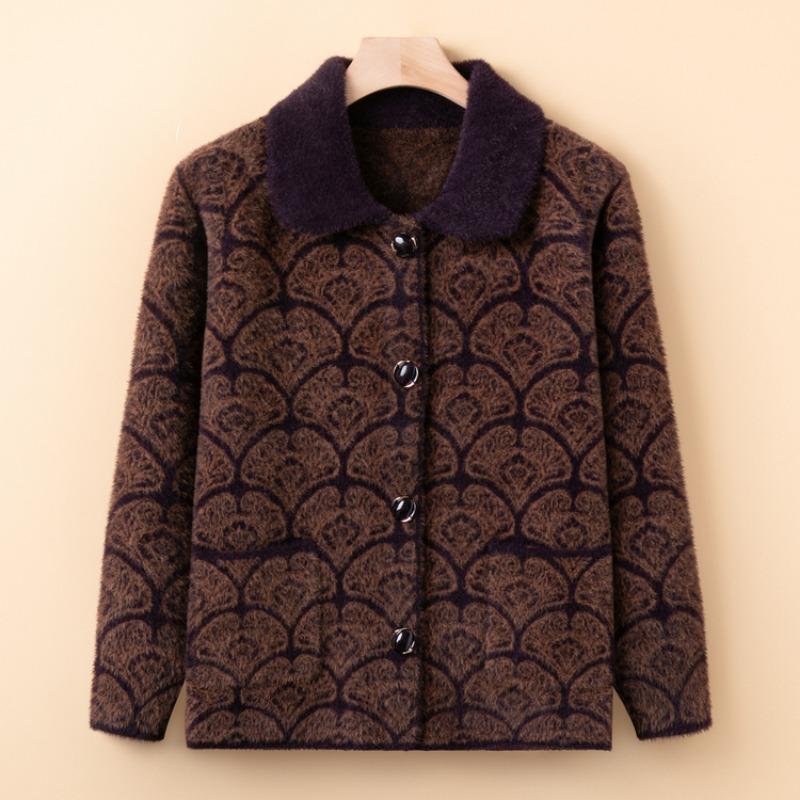 Grandma Spring and Autumn Clothes Woolen Top Women's Middle Age Old Man Mother New Coat Year Old 0 Old Man Old Woman Clothes