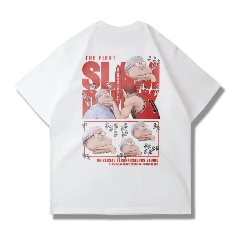 Large Cotton Men's Japanese Anime 2025 Slam Dunk Master Printed Short Sleeve T-shirt Summer Casual Loose T-shirt Top Clothing