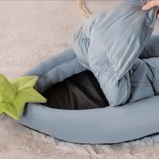 Eggplant Cats Bed Vegetable Shape Pet Sofa with Removable Cushion Joint Support Cute Pet Bed for Cats Small Dogs Kittens