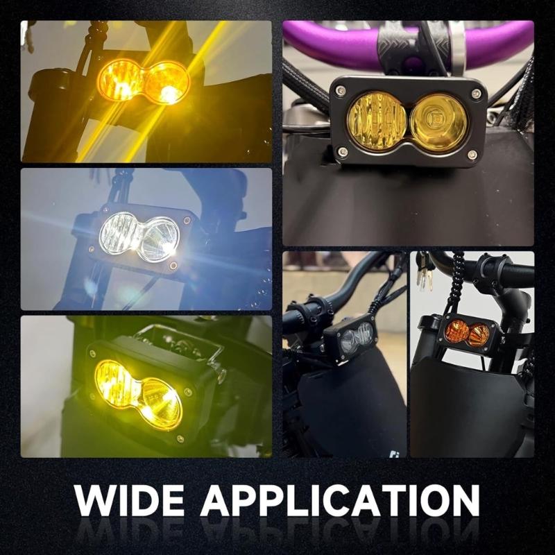 LED Headlight Upgrade Kit with Mount Bracket Car Square Spotlight White Yellow LED Pod Driving Work Light for Motorcycle