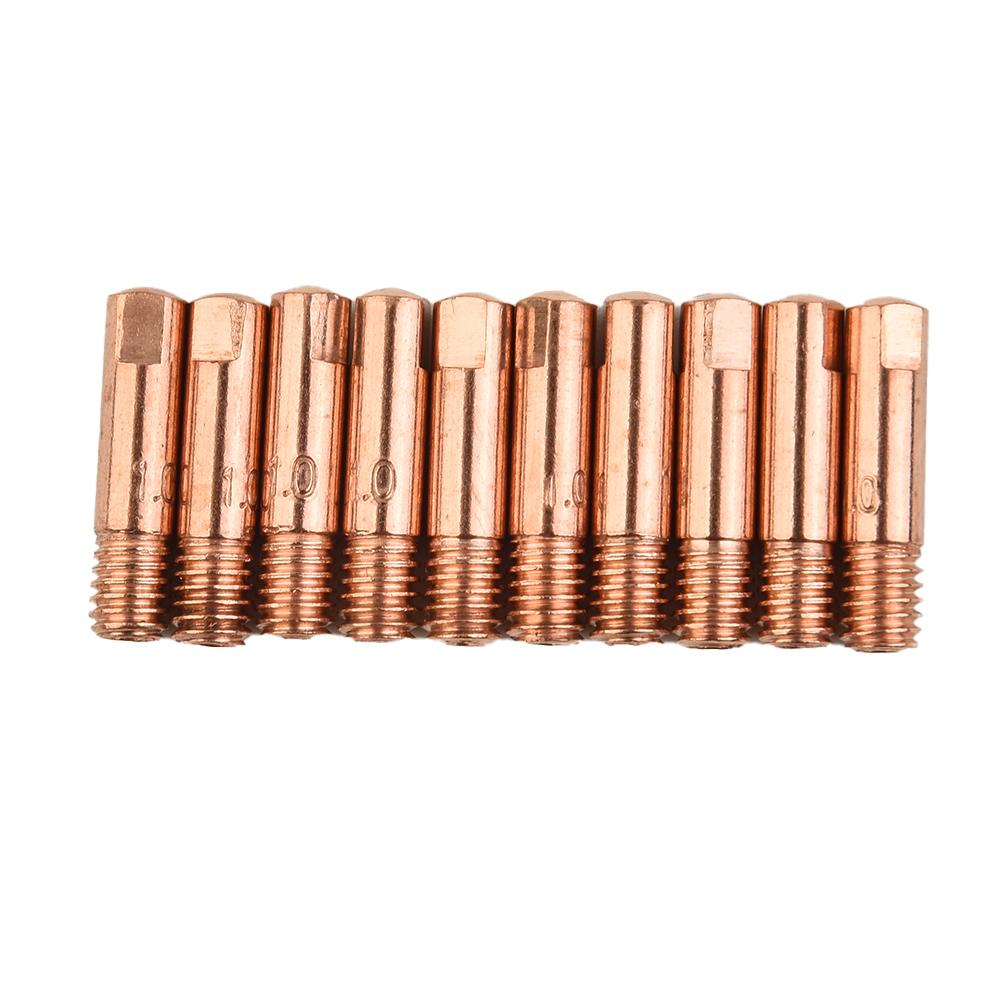 10Pcs M6 Welding Torch Tips Holder Gas Nozzle MB 15AK MIG MAG Welder Welding Accessories Aperture 0.8 To 1.2mm 25x6mm Copper