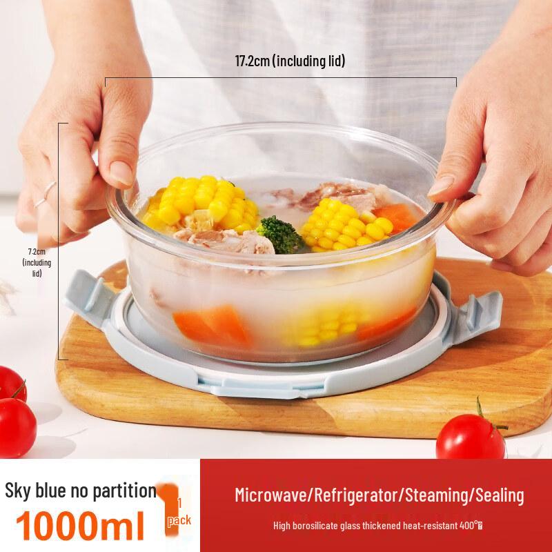 ZISIZ 3-Compartment Glass Lunch Box