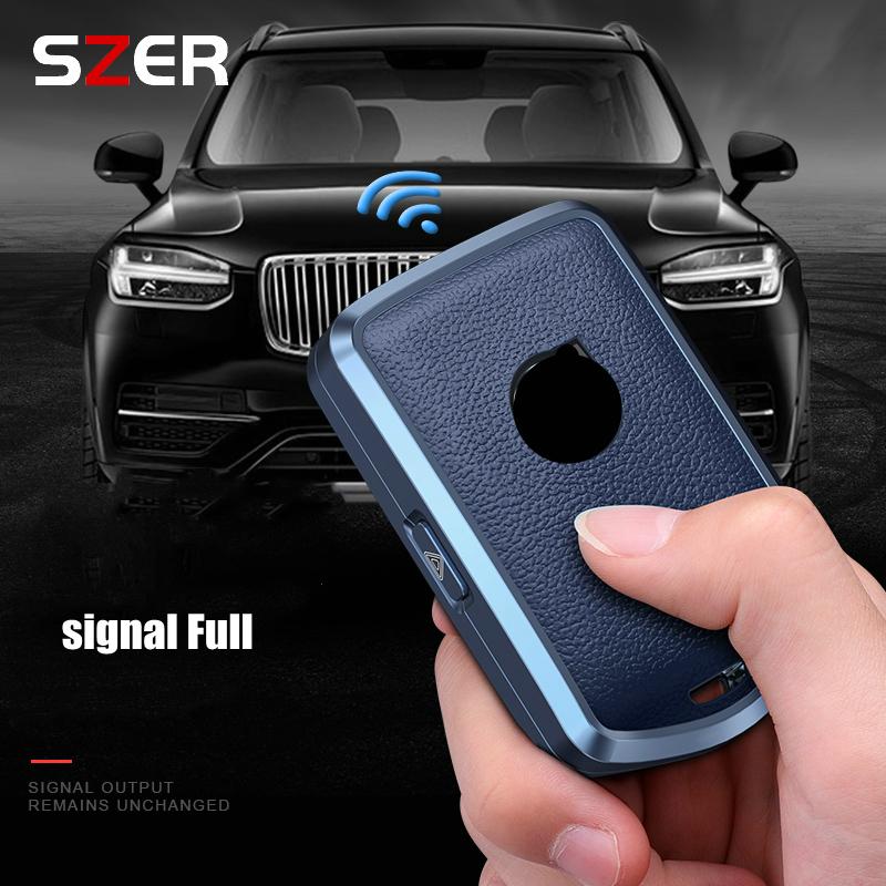 Aluminum Alloy Leather Car Key Case Cover For Volvo C40 S60 S90 Xc40 Xc60 Xc90 V60 V90 T6 T8 Auto Accessaries Keychain