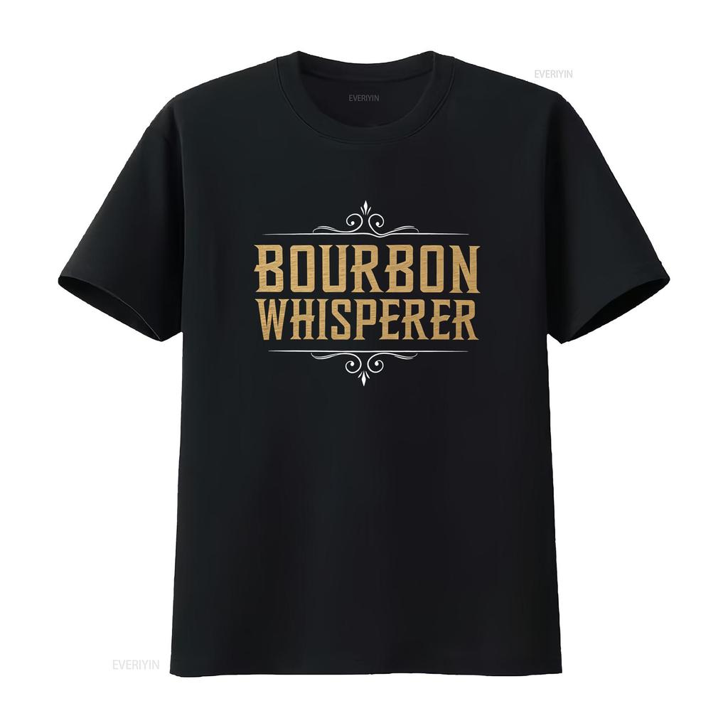 Bourbon Whisperer T Shirt Lover Whiskey Bottle Drinker Vintage Unisex Stretched Top For Everyday Wear Breathable Homme