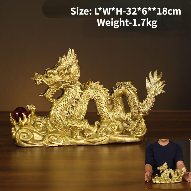 Chinese Style Fengshui Zhaocai Wealth Attract Auspicious Dragon Ornaments Copper Dragon Ornaments Craft Gifts Decorations Craft