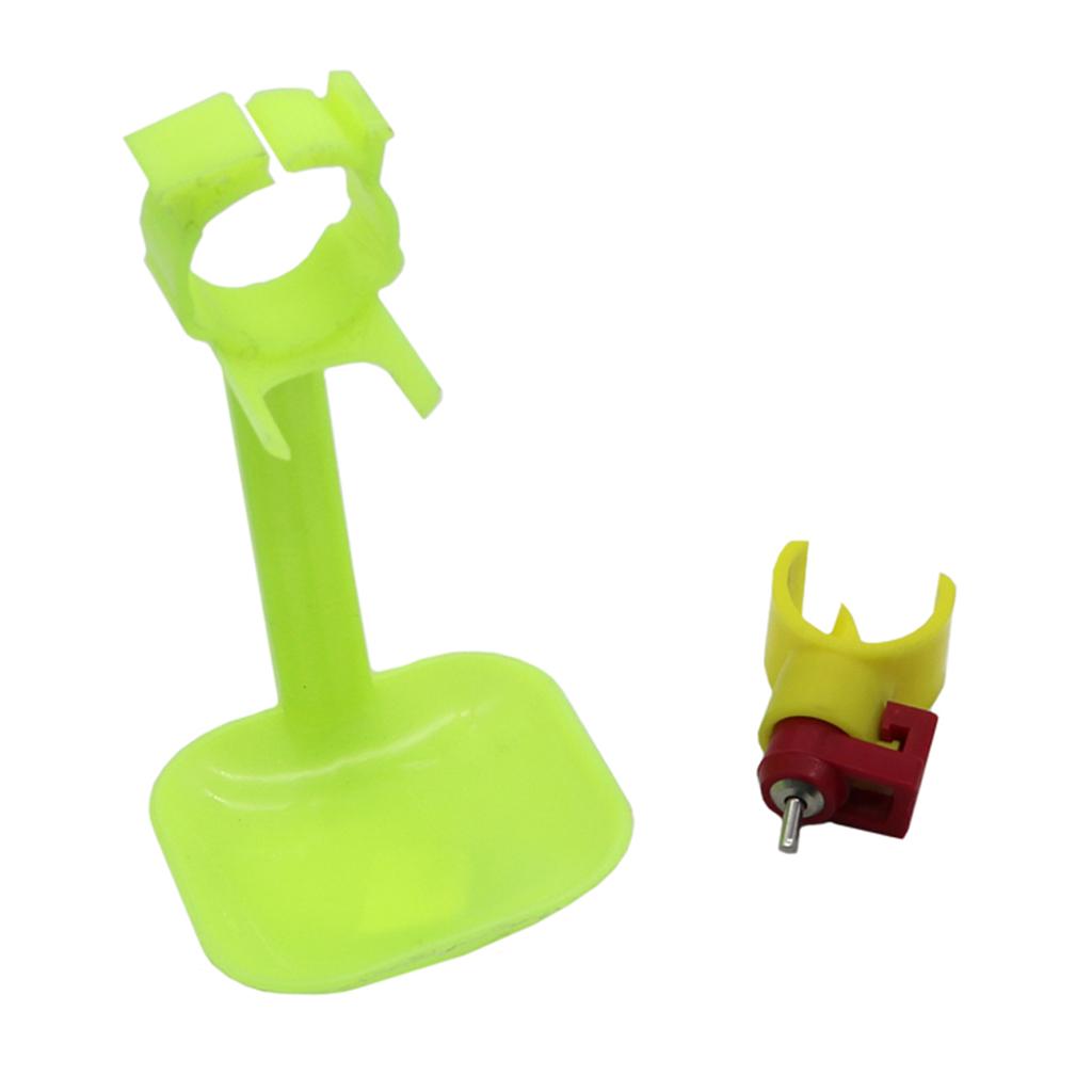 Chicken Duck Goose Nipple Water Dispenser Kit ID25mm Green Hanging Drinking Cup Stainless Steel Automatic Water Nozzle 2 Sets