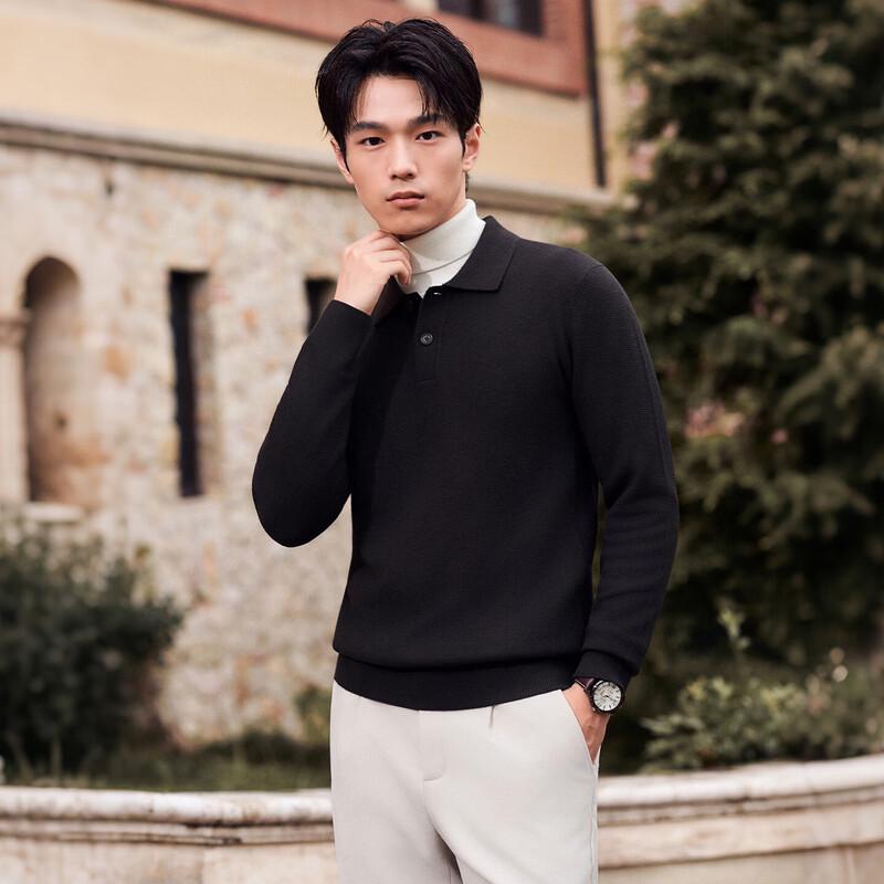Baoxiniao Men's Business Casual Wool Blend Polo Sweater