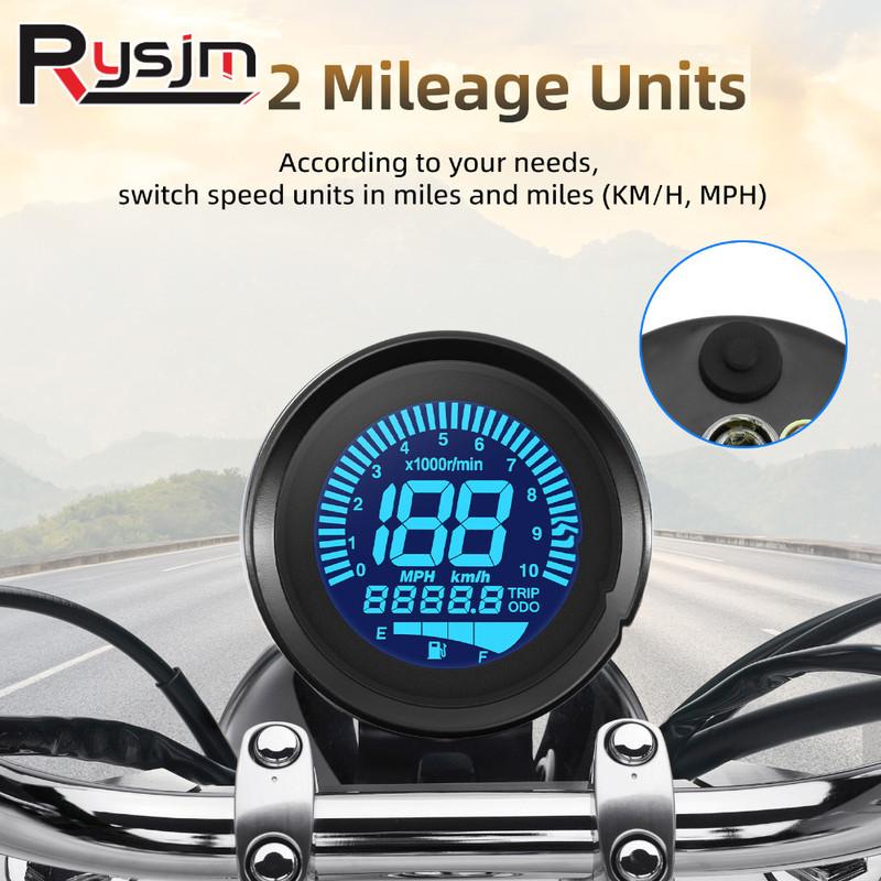 12V Universal LCD Digital Motorcycle Odometer Speedometer MPH KMH 7 Color Backlight Digital Odemeter Tachometer Fuel Level Gauge